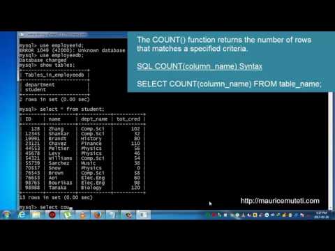 Structured Query Language Tutorial SQL Part 37   COUNT Function Command Prompt   CMD