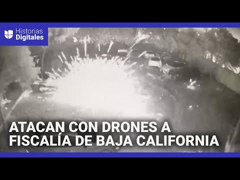 El momento en que atacan con drones y explosivos la oficina antisecuestros en Tijuana, México