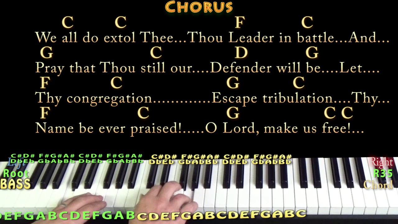 We gather together hymn piano cover lesson in c with chords lyrics