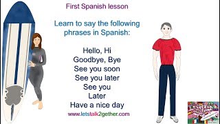 1st Spanish lesson - Greetings : Hello, Hi, Goodbye, See you soon...