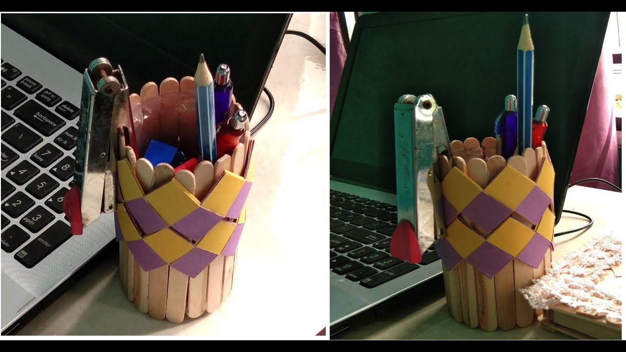 Tutorial belajar cara membuat Rak  Pensil Pulpen yg cantik 