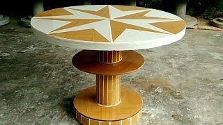 Share details on how to make a unique garden coffee table from cement and ceramic tile # 80