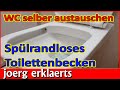 Toilettenbecken ohne Spülrand montieren WC austauschen spül-randloses  Klo Anleitung Tutorial No.327