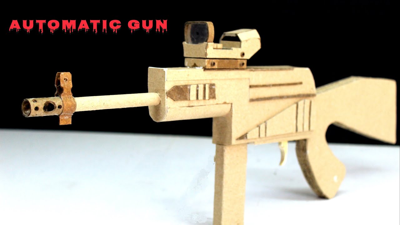 How to make automatic cardboard gun - YouTube