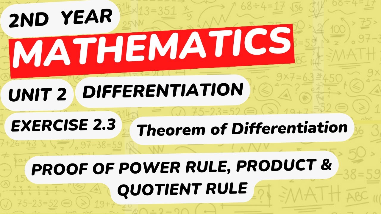 Mathematics 2nd Year Chapter 2 | Differentiation | Ex 2.3 | Proof of ...