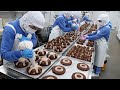 크림가득! 케익공장의 초코 슈케이크 대량생산 / amazing cake factory! making chocolate shu cake / korean food