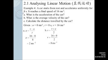 [Form 4 Physics] Chapter 2.1 Analysing Linear Motion