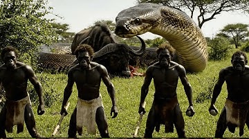 Rescuing a Wild Buffalo from a Giant Python | Prehistoric Teamwork on the Savanna | 4K