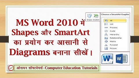 Learn to make Diagrams by using both Shapes & SmartArt in MS Word 2010|| Orayan Softwares||DV