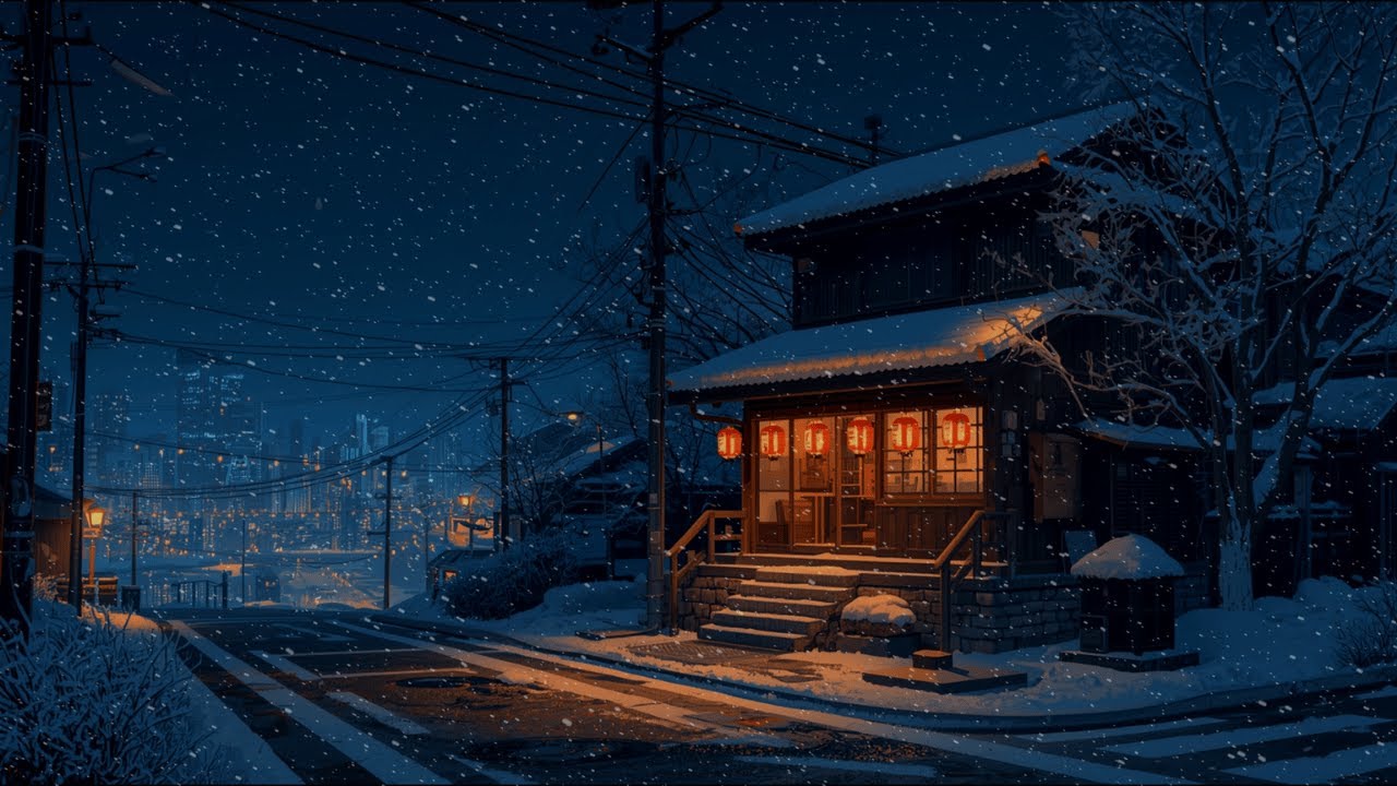 Snowy Night in Japan ❄️ Cozy Lofi Beats for Sleep, Study & Relax