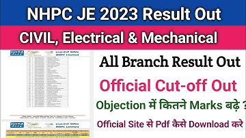 NHPC JE 2023 Result Out||NHPC JE 2023 Official Cut-off Out ||NHPC JE All Branch Result & Cut-off Out