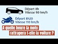 A quelle heure la moto va-t-elle rattraper la voiture?