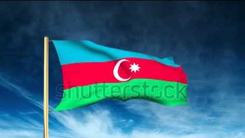 Azerbaijan flag slider style. Waving in the win with cloud background animation Stock video by