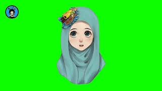 GREEN SCREEN ANIMASI MUSLIMAH | flower hijab