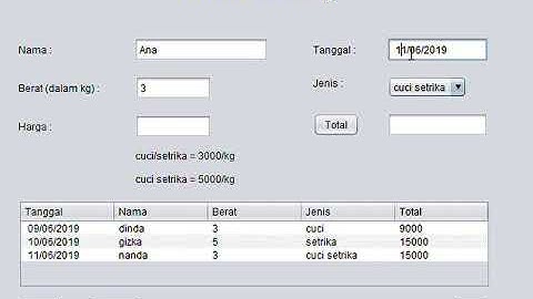 Tugas PBO Aplikasi GUI Sederhana Form Laundry