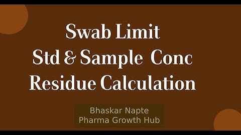 How do you define Swab Limit, Standard/Sample Conc, and Residue Calculation?