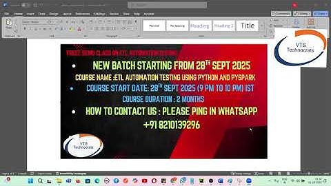 ETL automation testing free demo on 28th sept 2025-8210139296