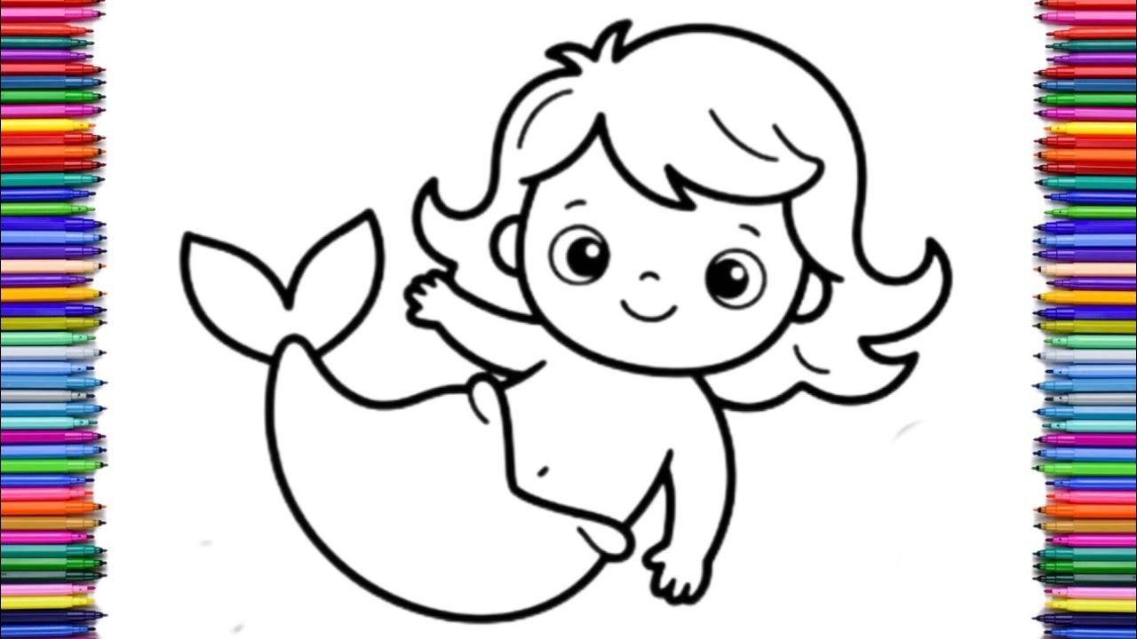 How to Draw a Cute Mermaid for Kids | Very Easy Drawing | 