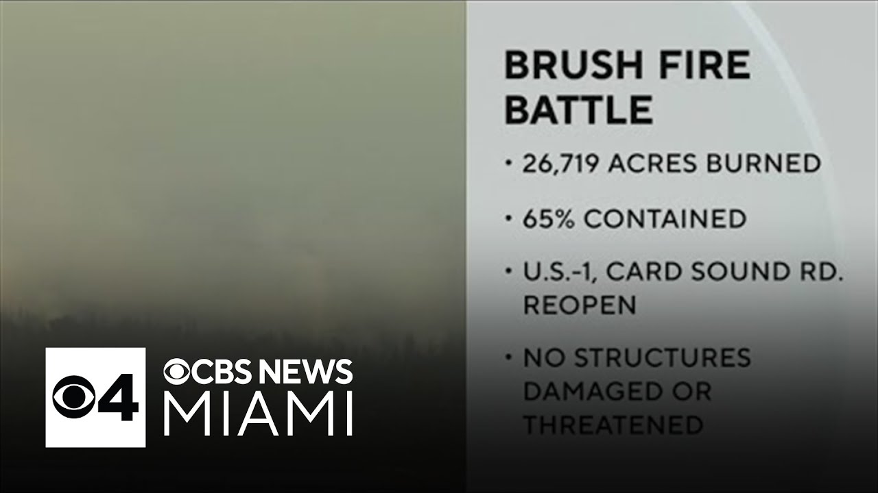 Firefighters continue to battle brush fire in Florida City - YouTube