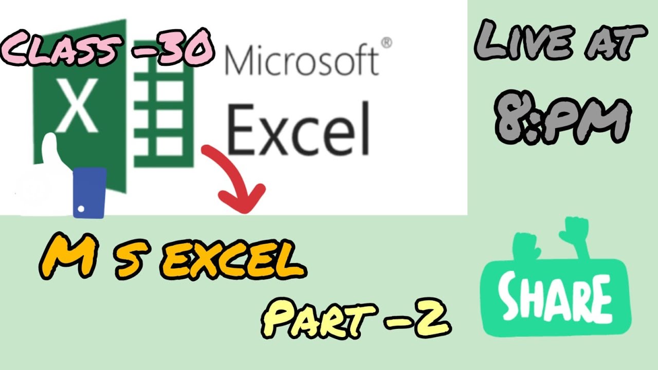 Basic Computer Course MS Excel Tutorial Part 2 ! Class 30 - YouTube