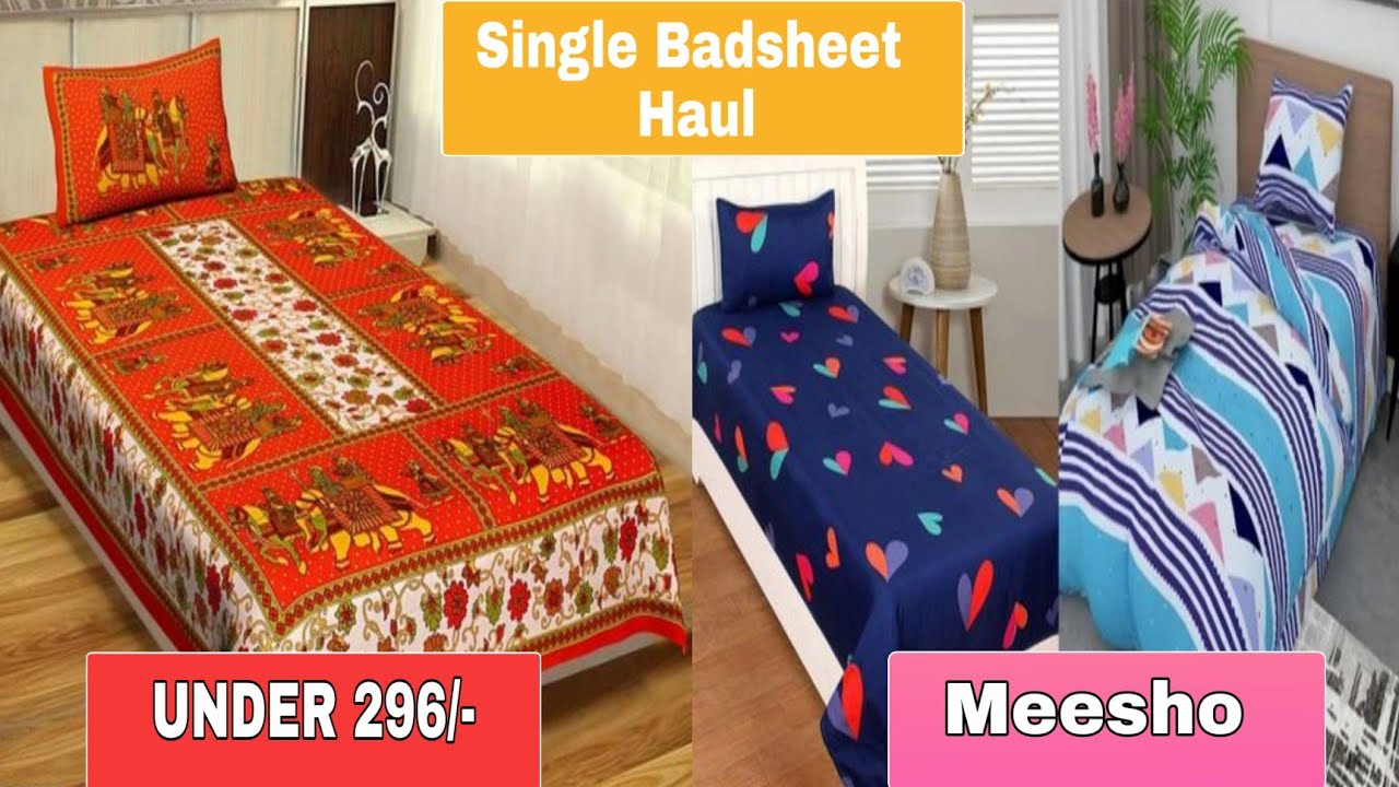 Meesho single bedsheet haul ₹ starting 296 only single bedsheet 