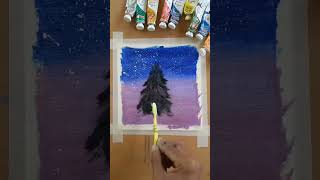 Xmas tree Painting with Toothbrush //#painting #shorts