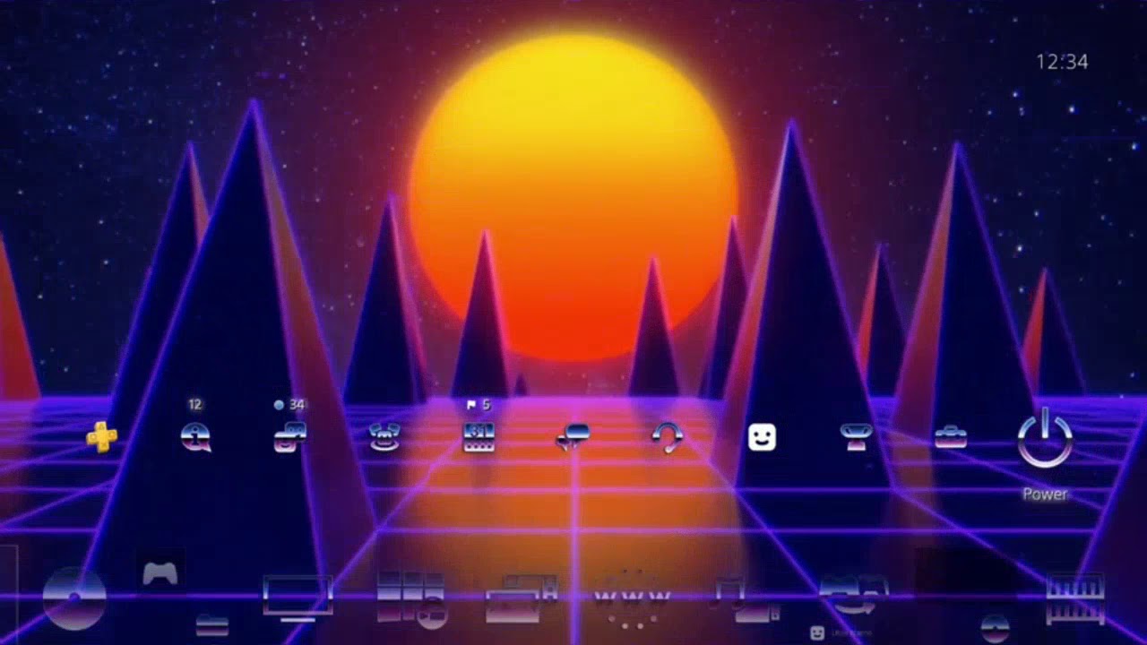 VHS Neon pyramids dynamic theme