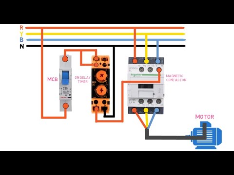 On delay timer connection diagram || 3 phase motor timer wiring - YouTube
