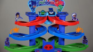 PJ MASKS SPIRAL DIE CAST PLAYSET & HOT WHEELS CAR RACE ON SPIRAL TIME TO BE A - YouTube