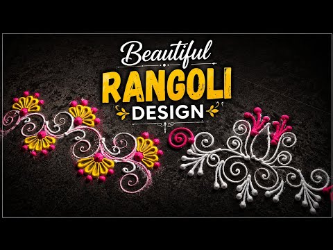 3 types of border Rangoli design simple easy and beautiful ❤