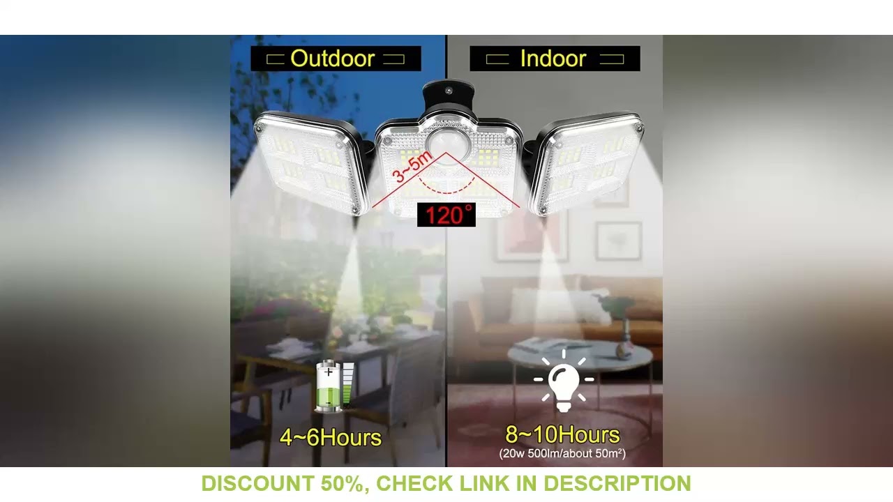 20w Solar Light 122/333led IP65 Waterproof Outdoor Indoor Solar Garden Lamp With Adjustable Head Wid