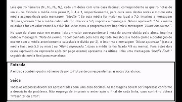 Questão 1040 do Uri Online, (Média 3).