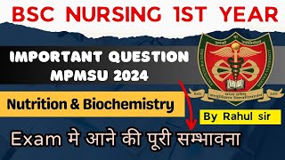 Bsc Nursing Nutrition & Biochemistry Important Question 2024| MPMSU| Bsc nursing Important Question