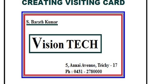 XII CA Practical Ex No. 3 | Visiting Card creation