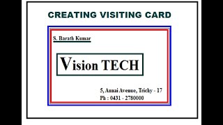 XII CA Practical Ex No. 3 | Visiting Card creation