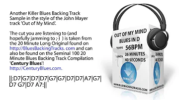 John Mayer Out Of My Mind Style Blues Backing Track in D 56bpm
