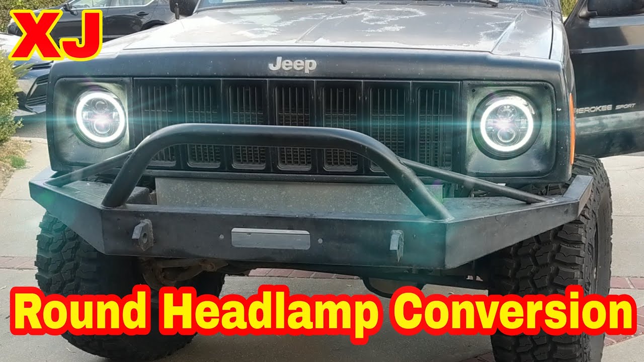 How to convert your XJ - Cherokee to round headlights. - YouTube