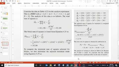 Balanced incomplete block design ANOVA