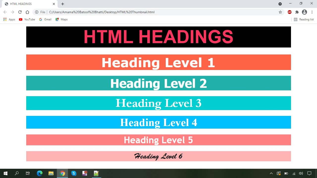 สี html  New  Customize HTML Headings with Fonts and Styles | HTML Headings | Inline CSS | HTML Style Attribute