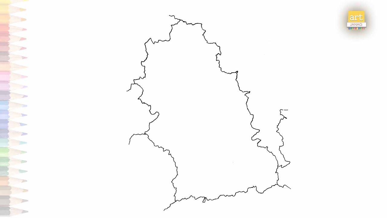 map of Hunedoara County drawing easy | Art tutorial | How to draw Hunedoara map Romania step by step