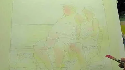 Two on a bench step 1