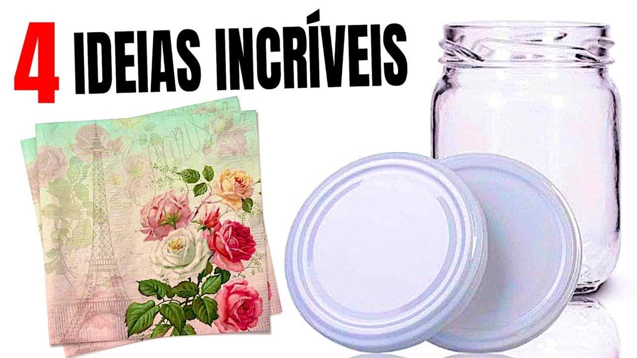 3 DECORAÇÕES COM DECOUPAGE NO POTE DE VIDRO