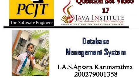 Question Set 17 | Database Management System | Java Institute