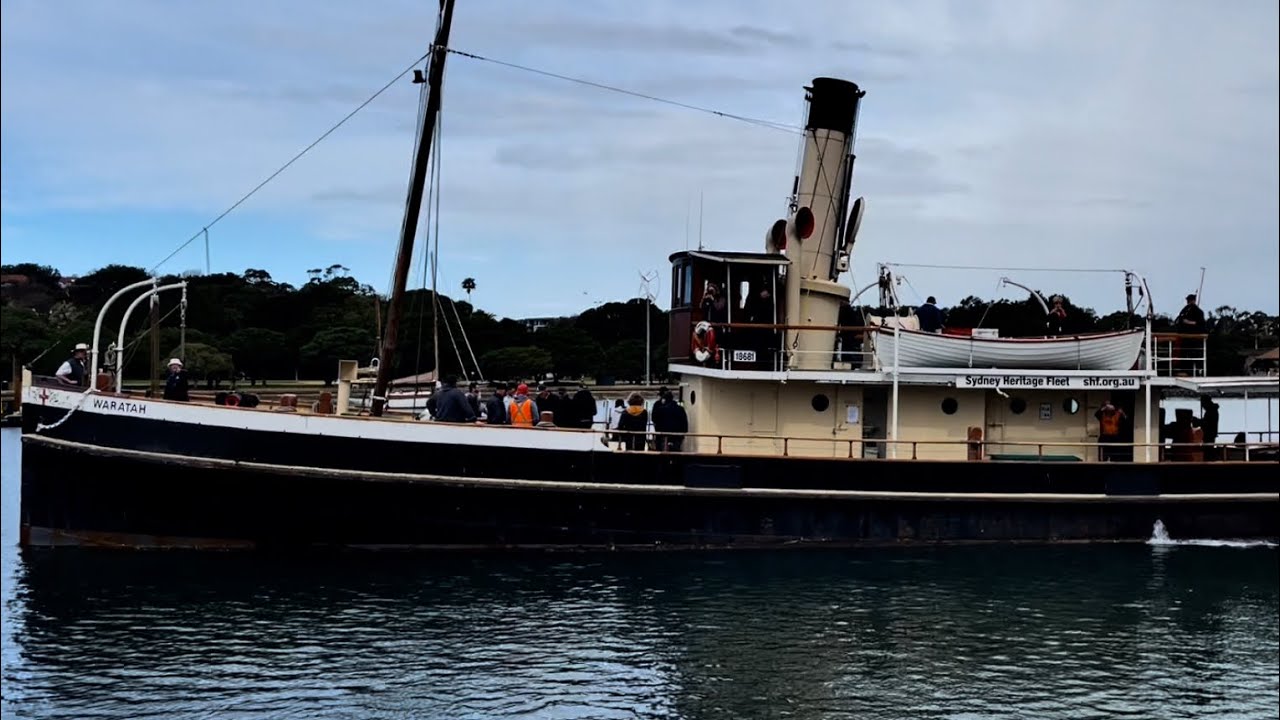 Steam Tug SS Waratah departs Sydney Heritage Fleet dock YouTube