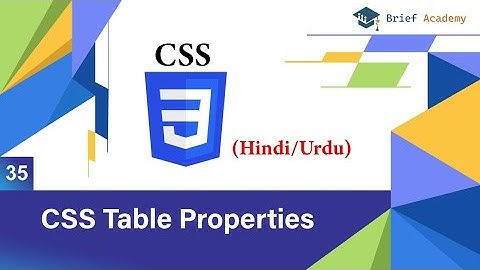 CSS table properties Tutorial Hindi/Urdu