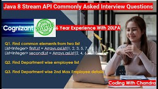 Java 8 Stream API Commonly Interview Question|Common Element Department by grouping|2nd max employee