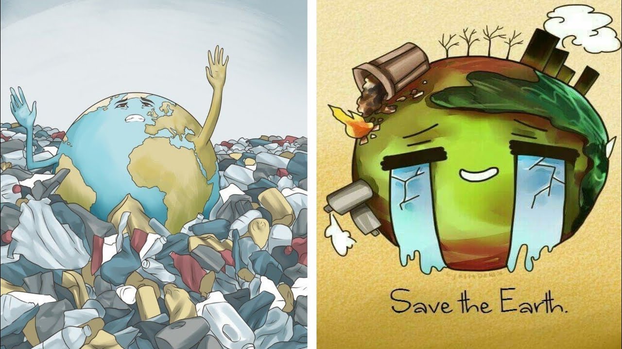 Earth Pollution illustration | Environmental Pollution | Deep meaning