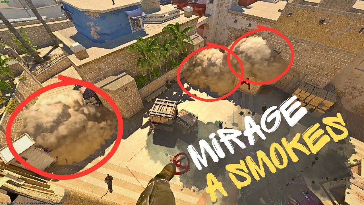 CS2 - Mirage - A Site Smoke Line-ups - Stair, Jungle And CT