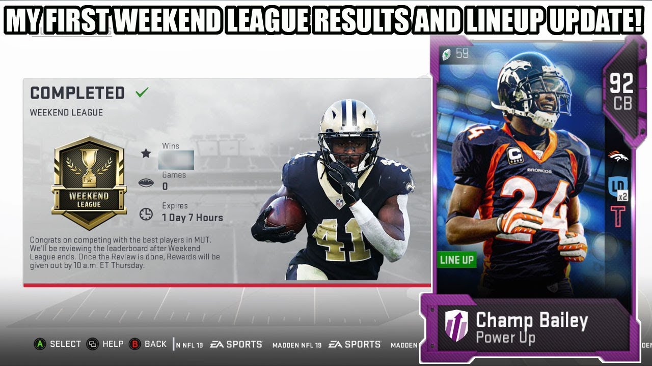 MY FIRST WEEKEND LEAGUE RESULTS AND LINEUP UPDATE! | MADDEN 19 ULTIMATE TEAM
