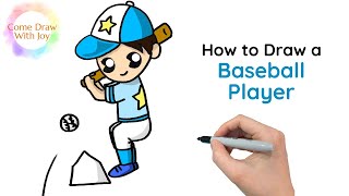 How to Draw a Baseball Player Easy | How to Draw a Baseball Player Boy